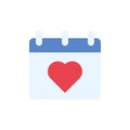 Calendar heart icon. Simple color vector elements of almanac icons for ui and ux, website or mobile application