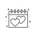 Calendar, heart icon. Simple line, outline vector of love icons for ui and ux, website or mobile application