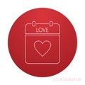 Calendar heart love icon thin line