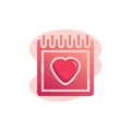 Calendar with heart page flat icon