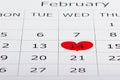 Calendar holiday February 14th is highlighted in