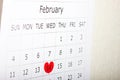 Calendar holiday February 14th Valentine`s day