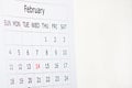 Calendar holiday February 14th Valentine`s day