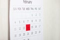 Calendar holiday February 14th Valentine`s day