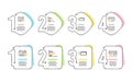 Calendar, Horizontal chart and Money transfer icons set. Change card sign. Vector