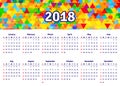 Calendar 2018 horizontal A4 format starts on Sunday Royalty Free Stock Photo
