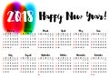 Calendar 2018 horizontal A4 format starts on Sunday Royalty Free Stock Photo