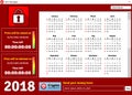 Calendar 2018 horizontal A4 format starts on Sunday