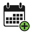 Calendar icon add, date event symbol isolated on white background. Vector web button Royalty Free Stock Photo