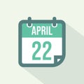 Calendar Icon of 22 April - Vector