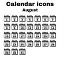 The calendar icon. August symbol. Flat Royalty Free Stock Photo