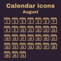 The calendar icon. August symbol. Flat Royalty Free Stock Photo