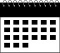 Calendar icon Black, calendar symbol date, Schedule icon, Schedule Graphic black and white, calendar with spring binding Royalty Free Stock Photo