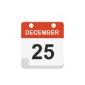 Calendar icon, christmas day, vector illustration Royalty Free Stock Photo