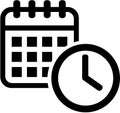 Calendar icon with clock. Meeting.