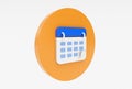 Calendar icon 3d illustration minimal rendering on white background Royalty Free Stock Photo