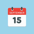 Calendar icon day 15 September, template date days Royalty Free Stock Photo