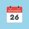 Calendar icon day 26 September, template date days Royalty Free Stock Photo