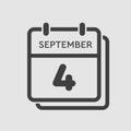 Calendar icon day 4 September, template date days Royalty Free Stock Photo