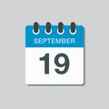 Calendar icon day 19 September, template date days Royalty Free Stock Photo