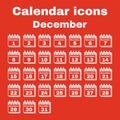 The calendar icon. December symbol. Flat Royalty Free Stock Photo