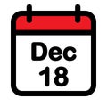 December eighteenth calendar icon