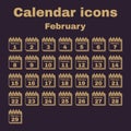 The calendar icon. February symbol. Flat Royalty Free Stock Photo