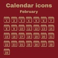 The calendar icon. February symbol. Flat Royalty Free Stock Photo