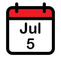 Calendar icon with fifth July