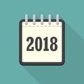 Calendar 2018 icon flat design isolated with long shadow, vector illustration