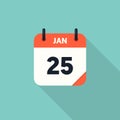 Calendar icon 2018 flat design with long shadow