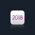 Calendar icon 2018 flat design with long shadow