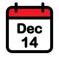 December fourteenth calendar icon