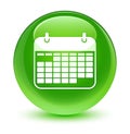 Calendar icon glassy green round button