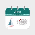 Calendar icon June with pattern isolated on white background Royalty Free Stock Photo