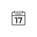 Calendar icon line vector isolated, outline black and white flat Royalty Free Stock Photo