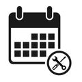 Calendar icon maintenance, date event symbol isolated on white background. Vector web button Royalty Free Stock Photo