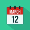 Calendar Icon of 12 March - Vector