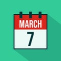 Calendar Icon of 7 March - Vector