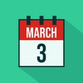 Calendar Icon of 3 March - Vector