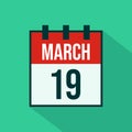 Calendar Icon of 19 March - Vector