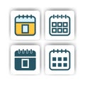 Calendar icon for mobile, web, and presentation with flat color vector illustrator