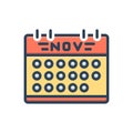 Color illustration icon for Calendar, number and day