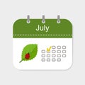 Calendar icon with pattern. July. Icons concept