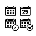 Calendar icon set in flat style on white. Royalty Free Stock Photo