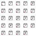 Calendar icon set include secure,airplane,plane,star,favorite,bookmark,mail,message,house,home,help,question,unlock,cloud,weather,