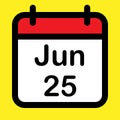Calendar icon twenty fifth June