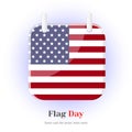 Calendar Icon with USA flag and leterring for your design isolated on blue background in cartoon style for Flag or