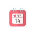 Calendar icon with valentine date