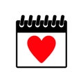 The calendar icon. Valentines day symbol. Royalty Free Stock Photo